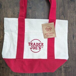 NWT Trader Joe's Mini Canvas Tote Bag - Red
